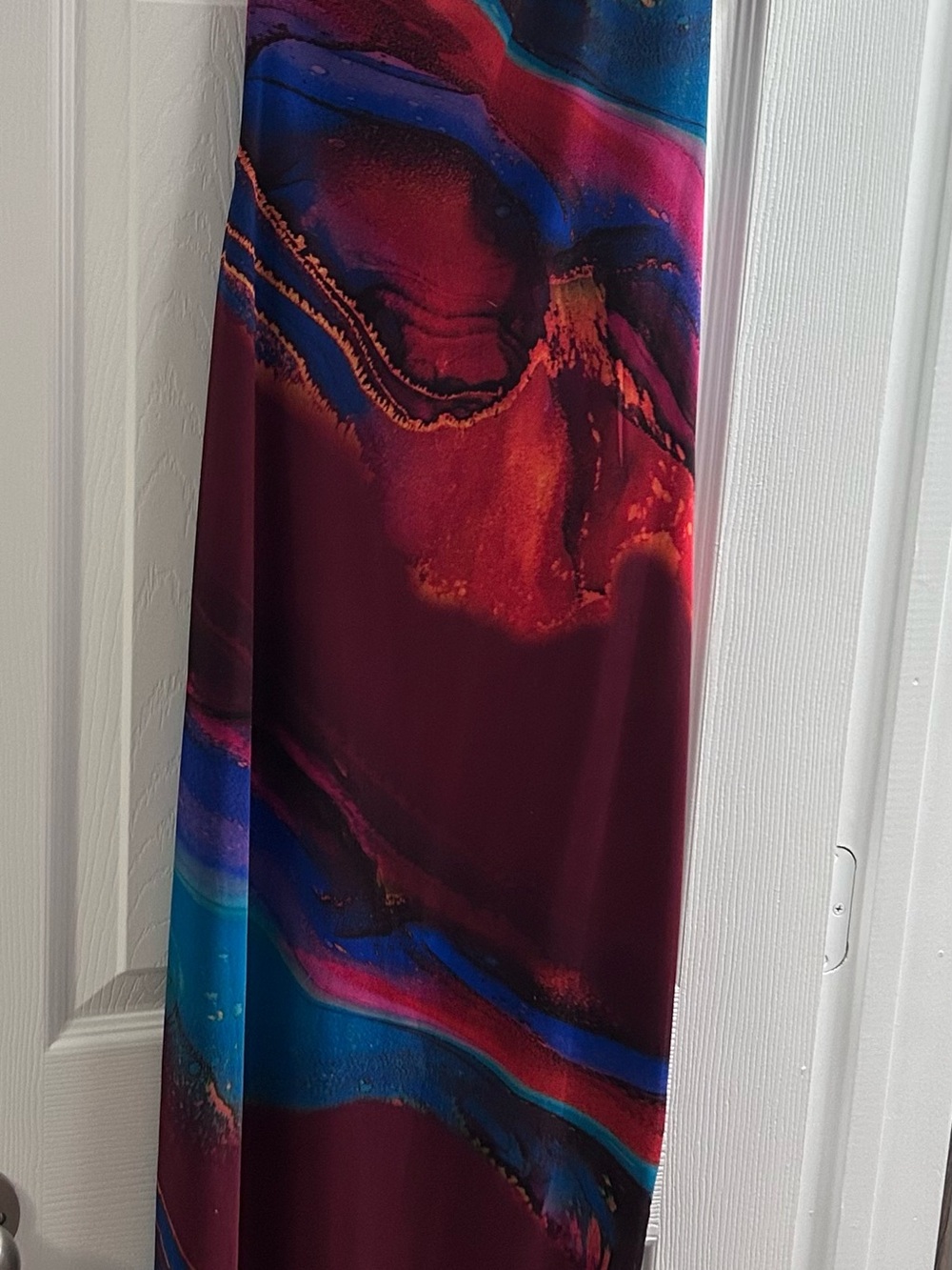 AFRM Red and Burgundy Abstract Print Dress